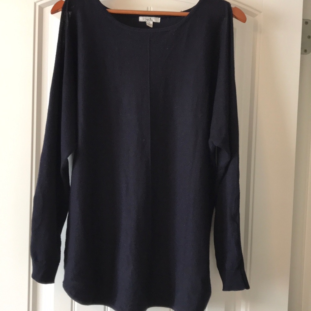 Dark navy open shoulder sweater